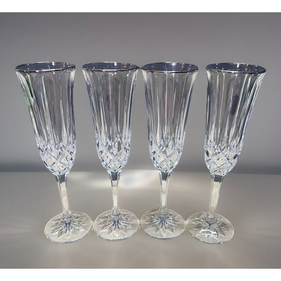 Set/4 Noritake Rockford Wedding Champagne Flute FULL LEAD CRYSTAL No Box Gift - Picture 1 of 8